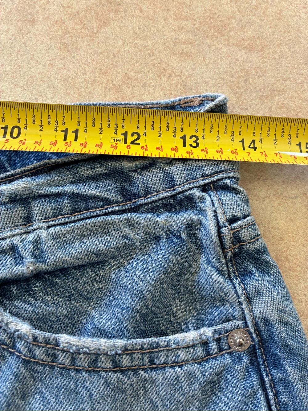 Garage Distressed High Rise Blue Denim Jeans - Classic Ripped Style - Picture 10 of 14